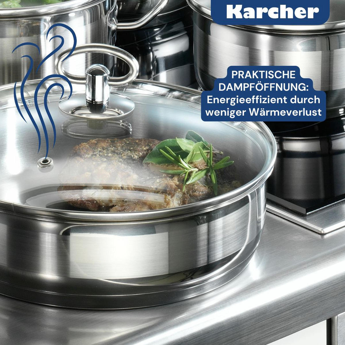 TOPFSET Jasmin aus Edelstahl, Induktion, 20-teilig - Silberfarben, Metall - Karcher