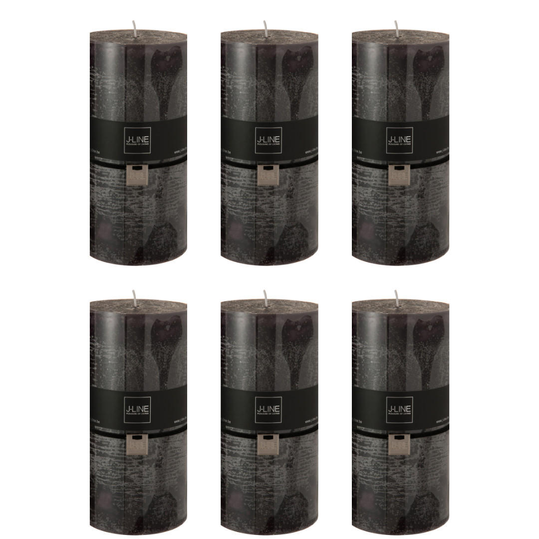 DUFTKERZE ZART - Schwarz - XXL - 150 Std. - 6er set - Schwarz, Paraffin (10/20cm) - J-Line