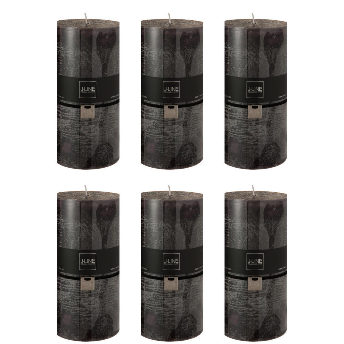 DUFTKERZE ZART - Schwarz - XXL - 150 Std. - 6er set - Schwarz, Paraffin (10/20cm) - J-Line