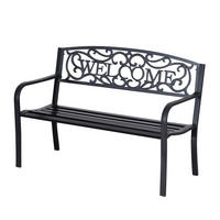 GARTENBANK 2-Sitzer DE-08305 mit WELCOME-Schriftzug Schwarz - Schwarz, Metall (127/87/60cm) - ComfortXL