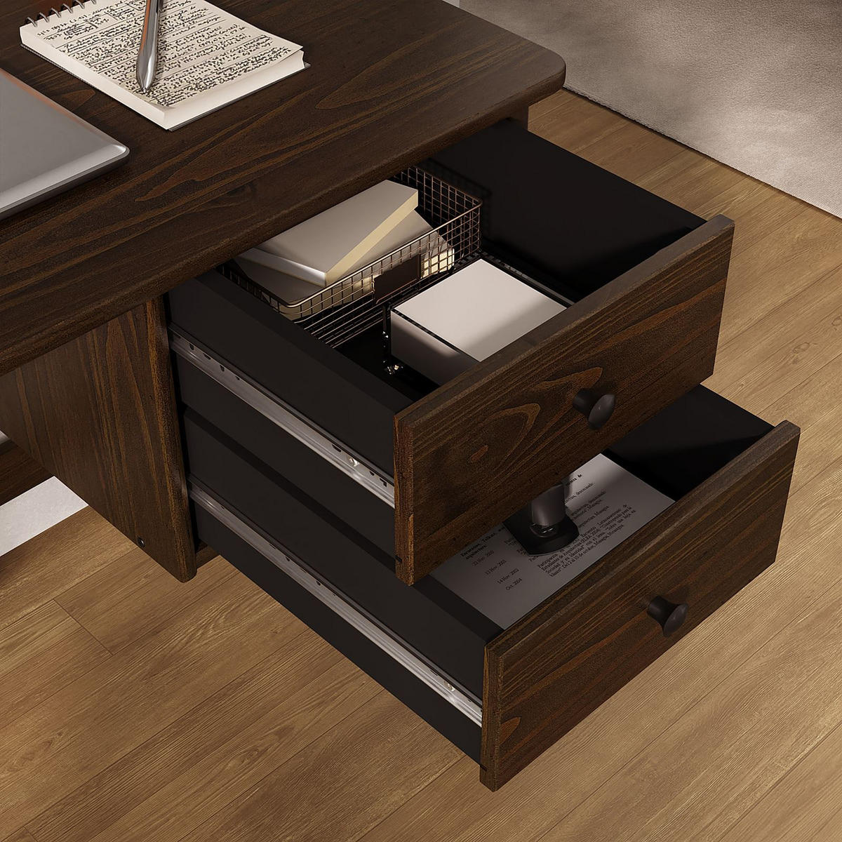 SCHREIBTISCH MARLO - Nussbaumfarben, Holz (54/110/76cm) - IDIMEX