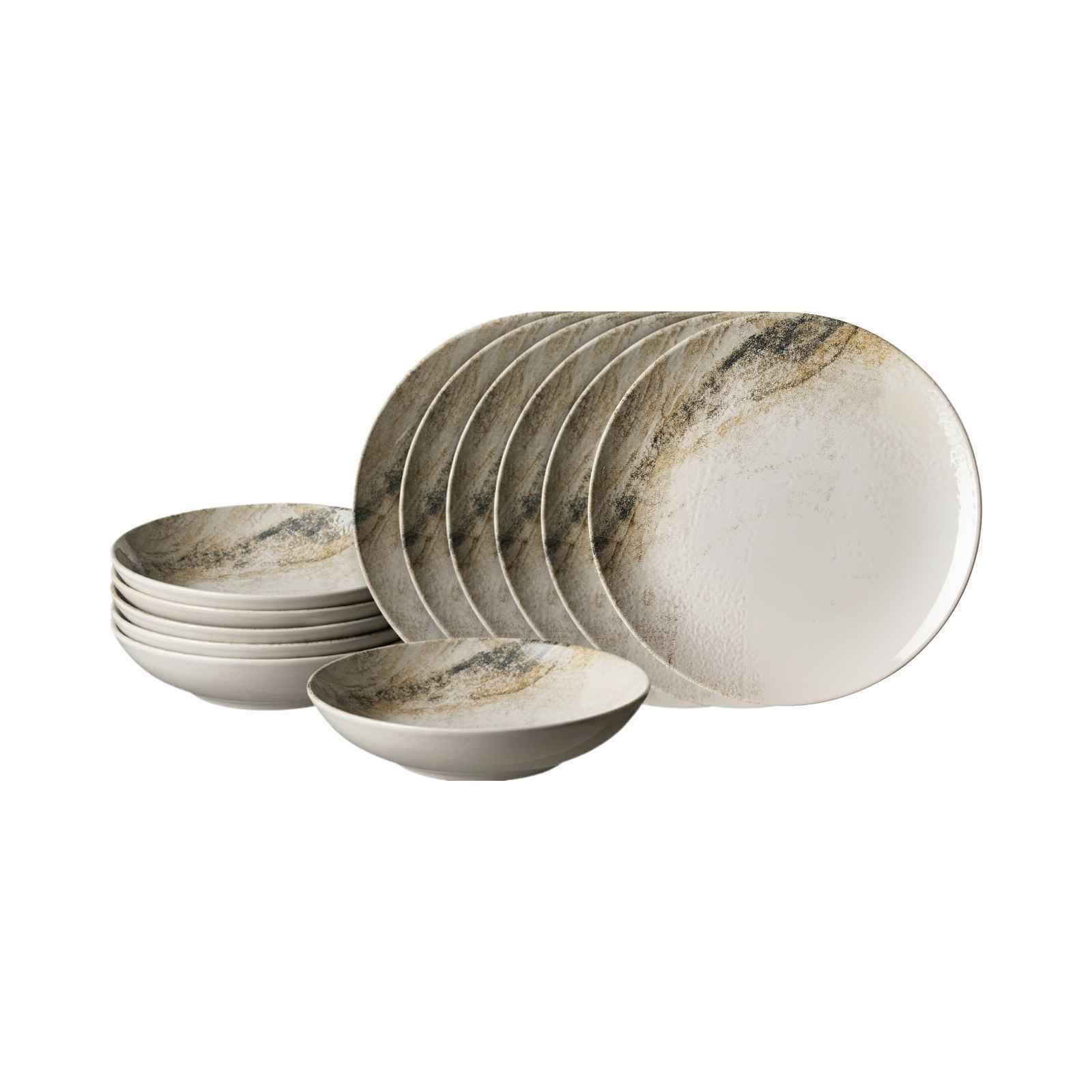 TAFELSERVICE Arezzo braun 12-tlg. - Braun, Keramik (2/2/2cm) - Ritzenhoff Breker