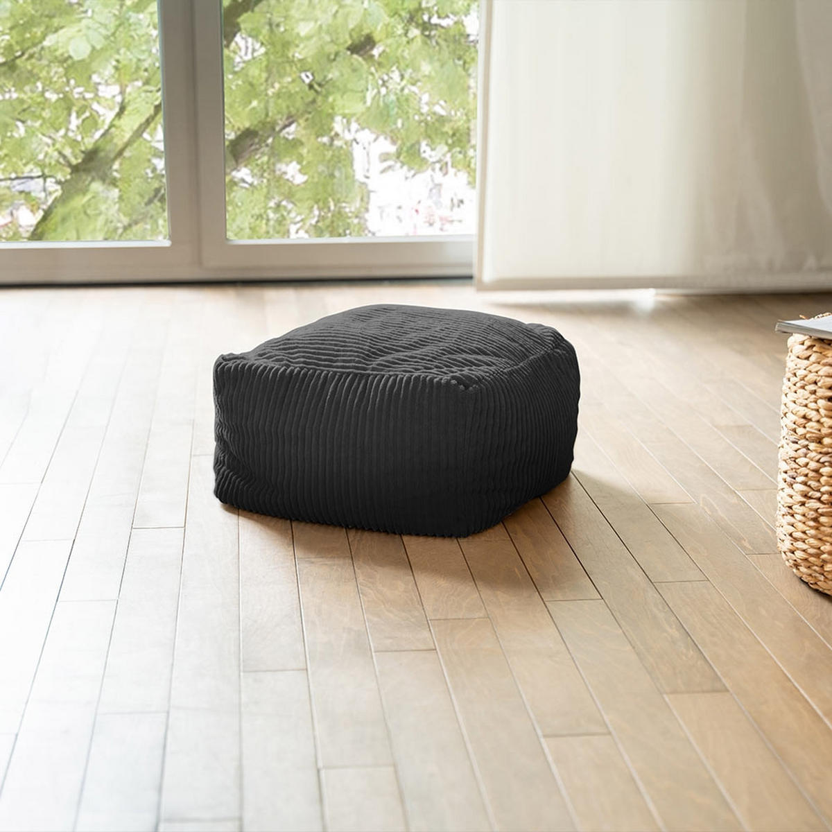 SITZSACK COZY - Anthrazit, Nur Hocker - Anthrazit, Textil (44/22/44cm) - Home Deluxe