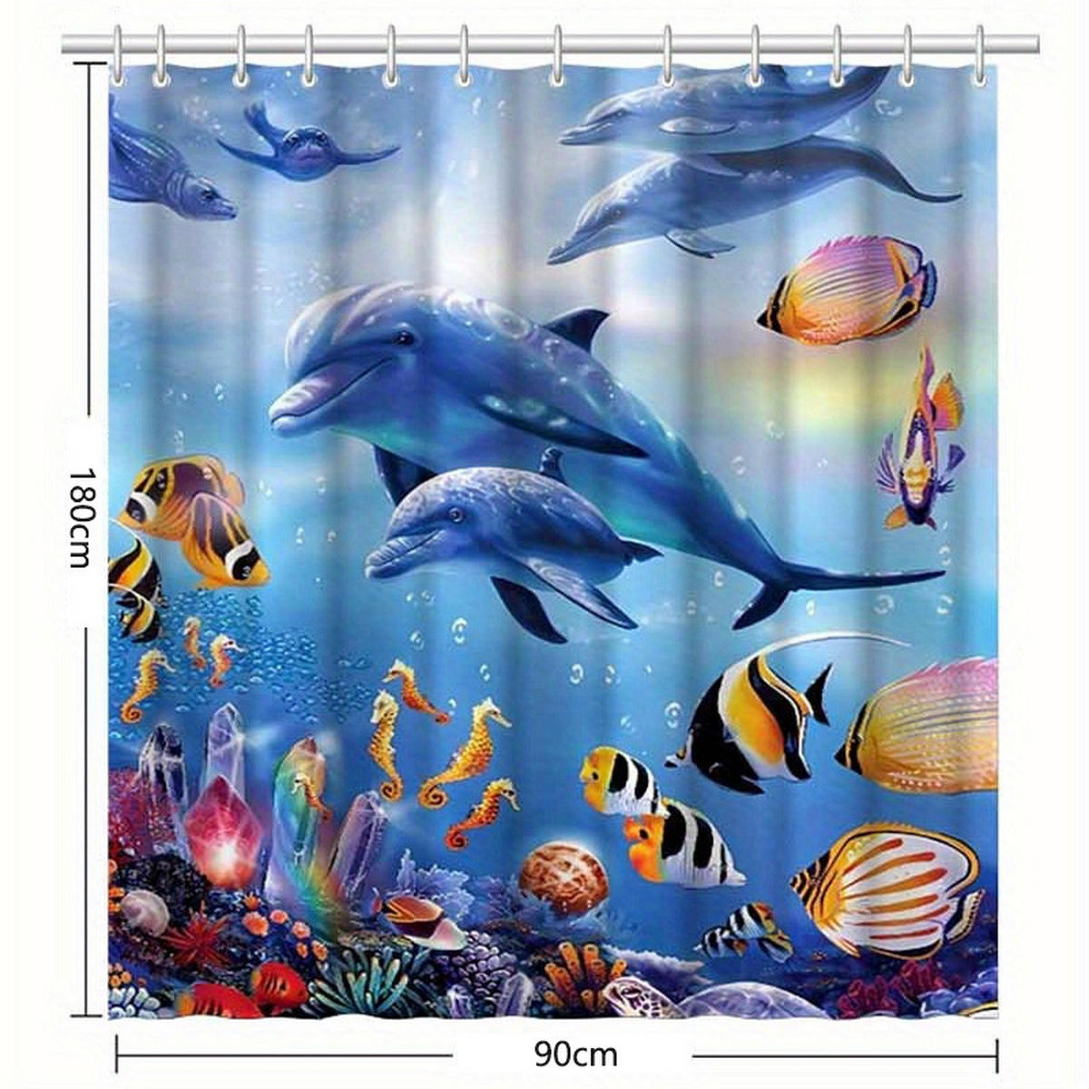 DUSCHVORHANG Delfin Tier elegant Premium mit Haken Badezimmer - Blau, Textil (90/180cm) - MCBOSON