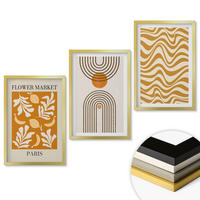 WANDBILDER 3er Set - 40x60 cm Goldrahmen - Poster mit geometrischen Pflanzenmustern - Goldfarben, Kunststoff (40/60cm) - ArtPrintCave