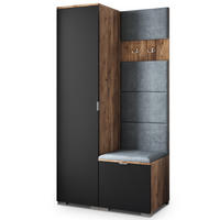 GARDEROBENSCHRANK LORI 95/181/51 cm Modern Garderobe-Set Eiche Lefkas - Eichefarben/Schwarz, Holzwerkstoff (95/181/51cm) - MASSENO
