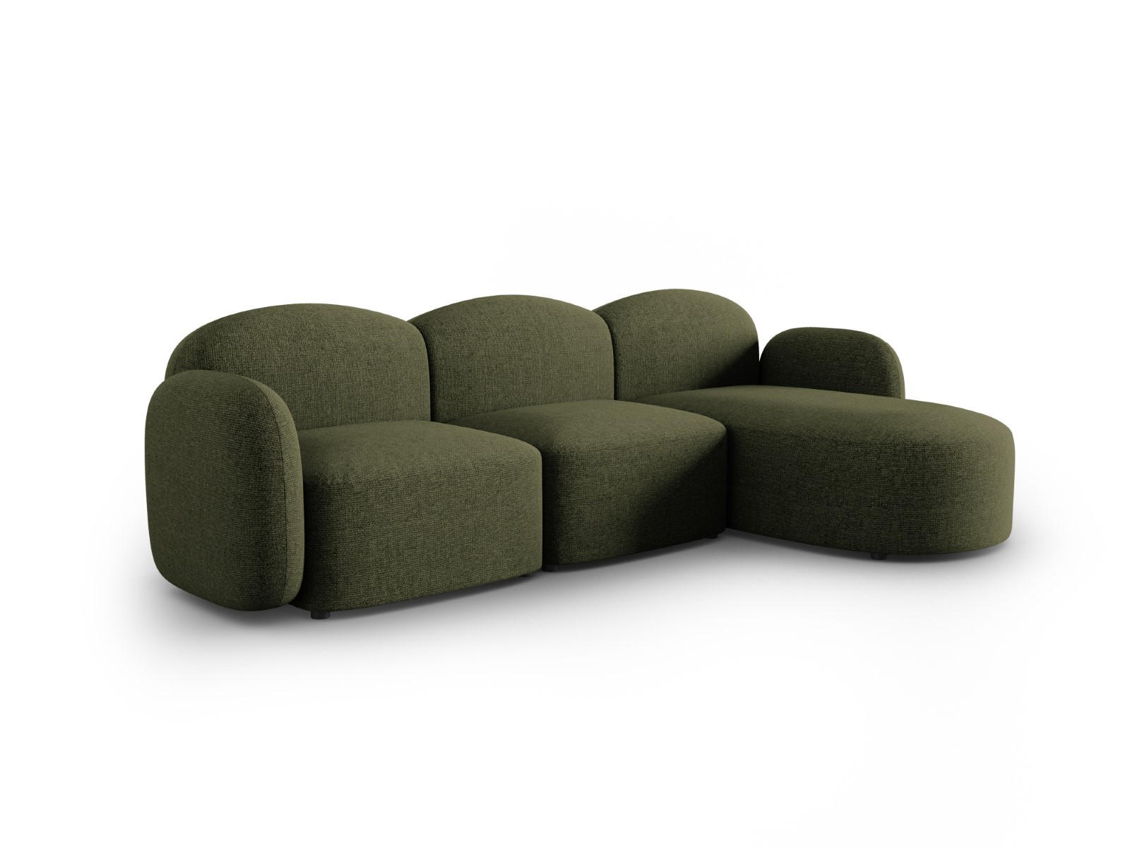 ECKSOFA rechts Blair aus Chenille-Stoff grün meliert 4 Sitzplätze - Grün, Textil (155/272cm) - Micadoni