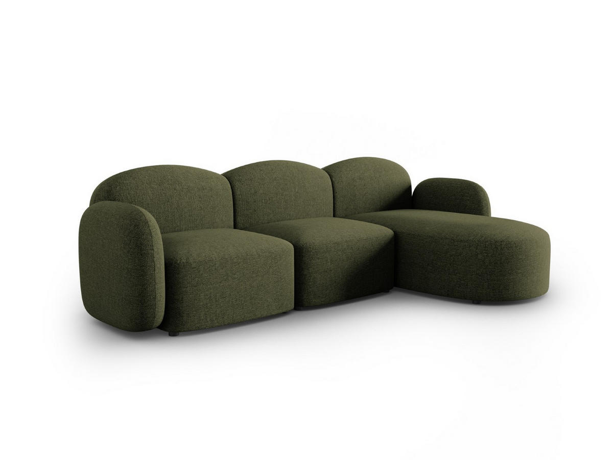 ECKSOFA rechts Blair aus Chenille-Stoff grün meliert 4 Sitzplätze - Grün, Textil (155/272cm) - Micadoni