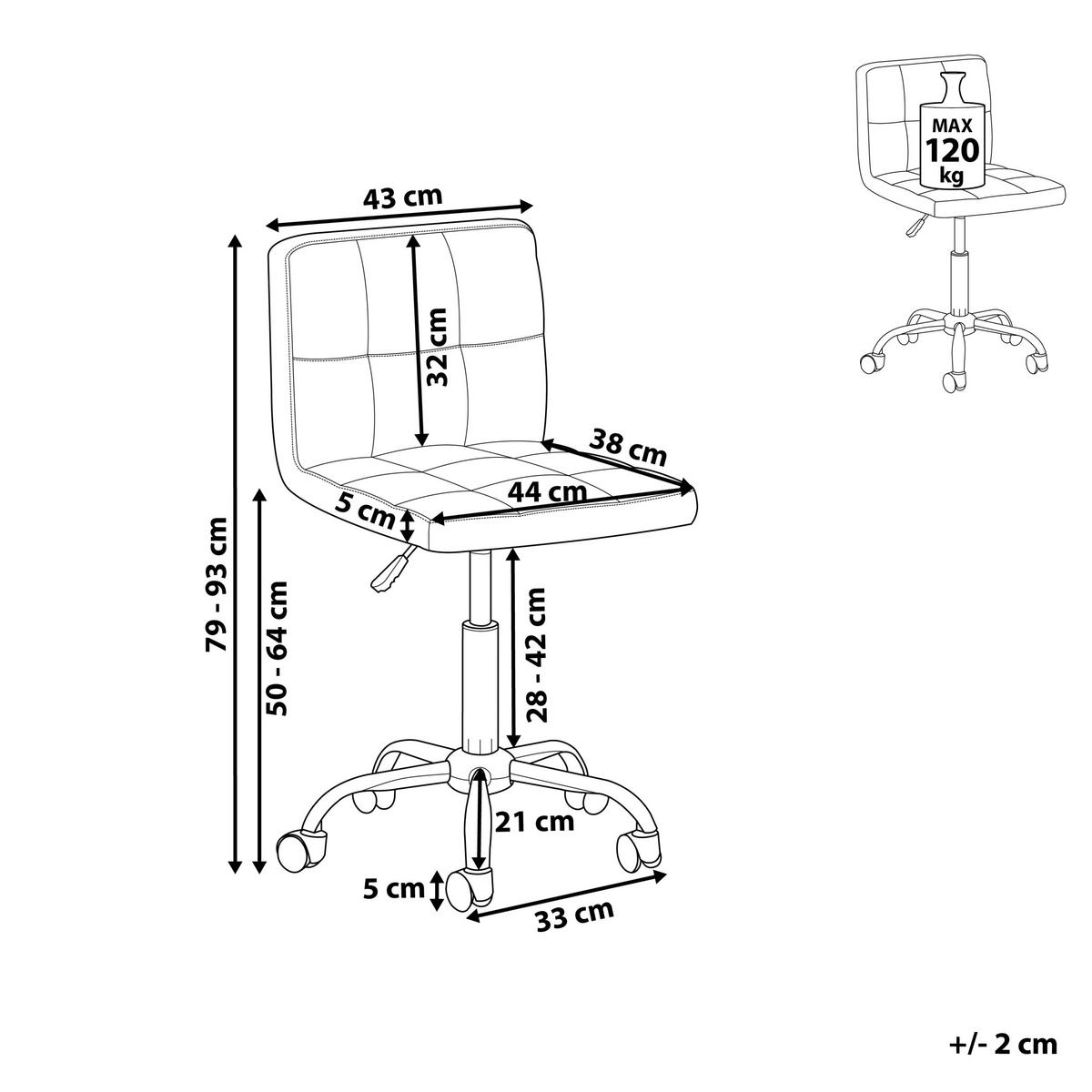 BÜRODREHSTUHL Polyester Grau Marion - Grau, Textil/Metall (44/79/38cm) - Beliani