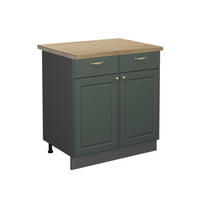 KÜCHENUNTERSCHRANK Fame-Line Grün-Gold Landhaus 80 cm, AP Eiche - Anthrazit/Grün, Holzwerkstoff (80/82/60cm) - Vicco