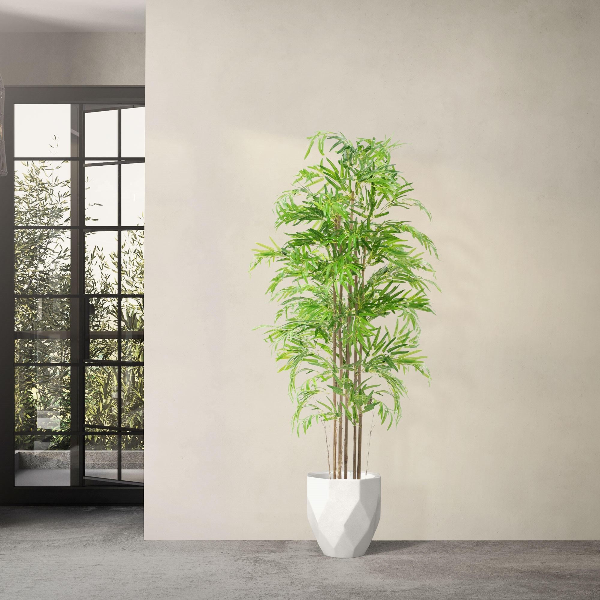KUNSTPFLANZE Bambus - Anthrazit/Grün, Holz/Kunststoff (180cm) - ML-DESIGN