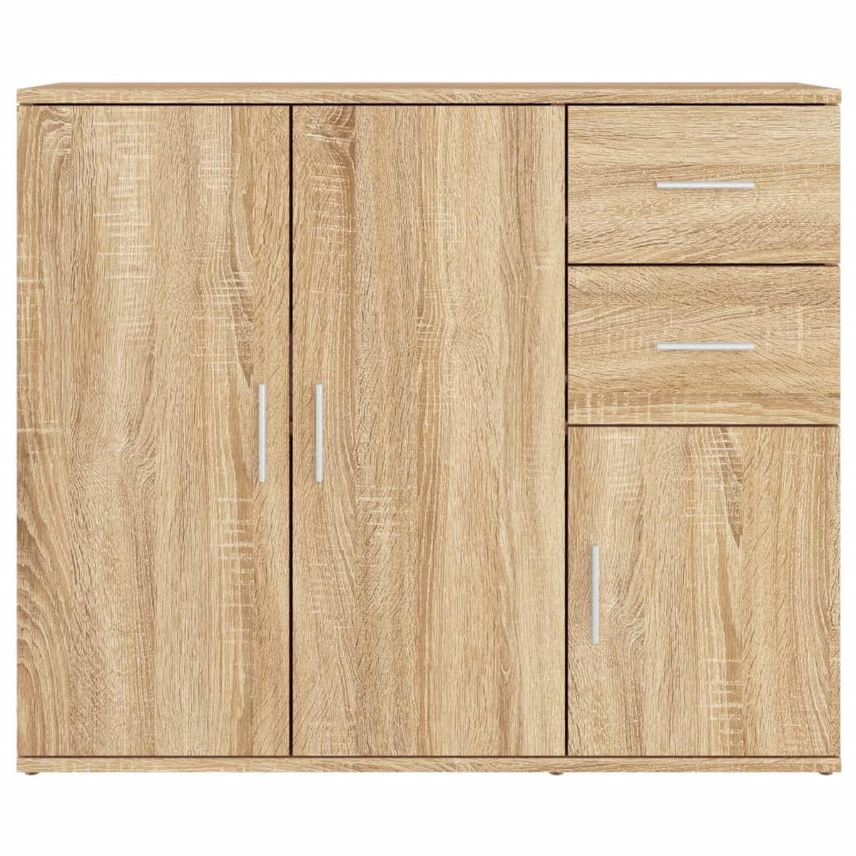 SIDEBOARD mit 2 Schubladen, 3 Türen 91/29,5/75 cm aus Holzwerkstoff Sonoma-Eiche Dekor - Sonoma Eiche, Holz (91/75/29.5cm) - vidaXL