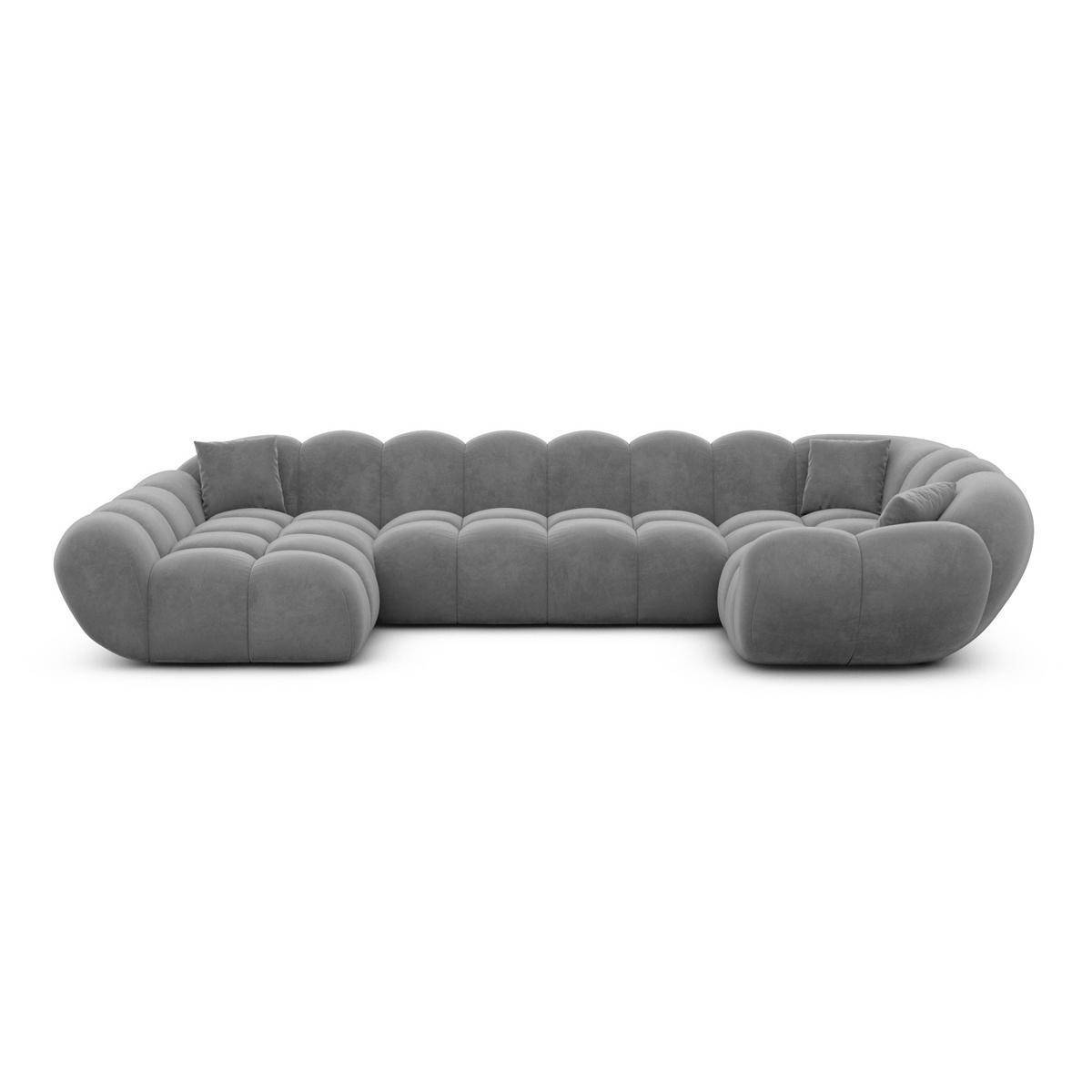 WOHNLANDSCHAFT Liva Dunkelgrau Samtstoff U-Form XL Links - Dunkelgrau, Textil (323/70/193cm) - VAROYAL
