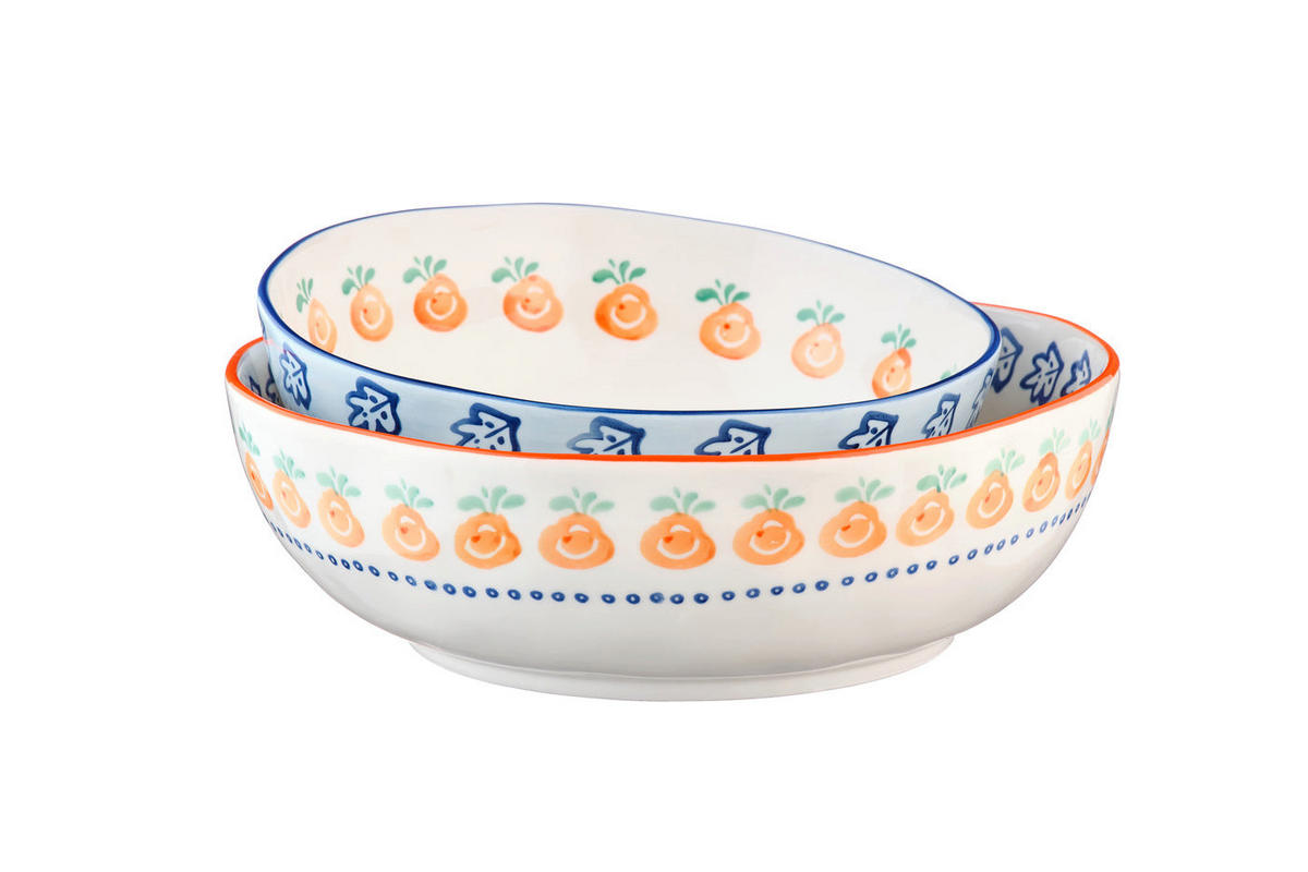 SALATSCHALEN Napoli Ø23,5cm und Ø28cm - 2er-Set - Zitrusfrucht - Weiß, Keramik - Björn