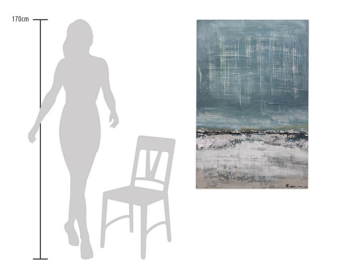 ACRYLBILD HANDGEMALT 80/120 cm - Blau/Beige, Holz/Textil (80/120cm) - KUNSTLOFT
