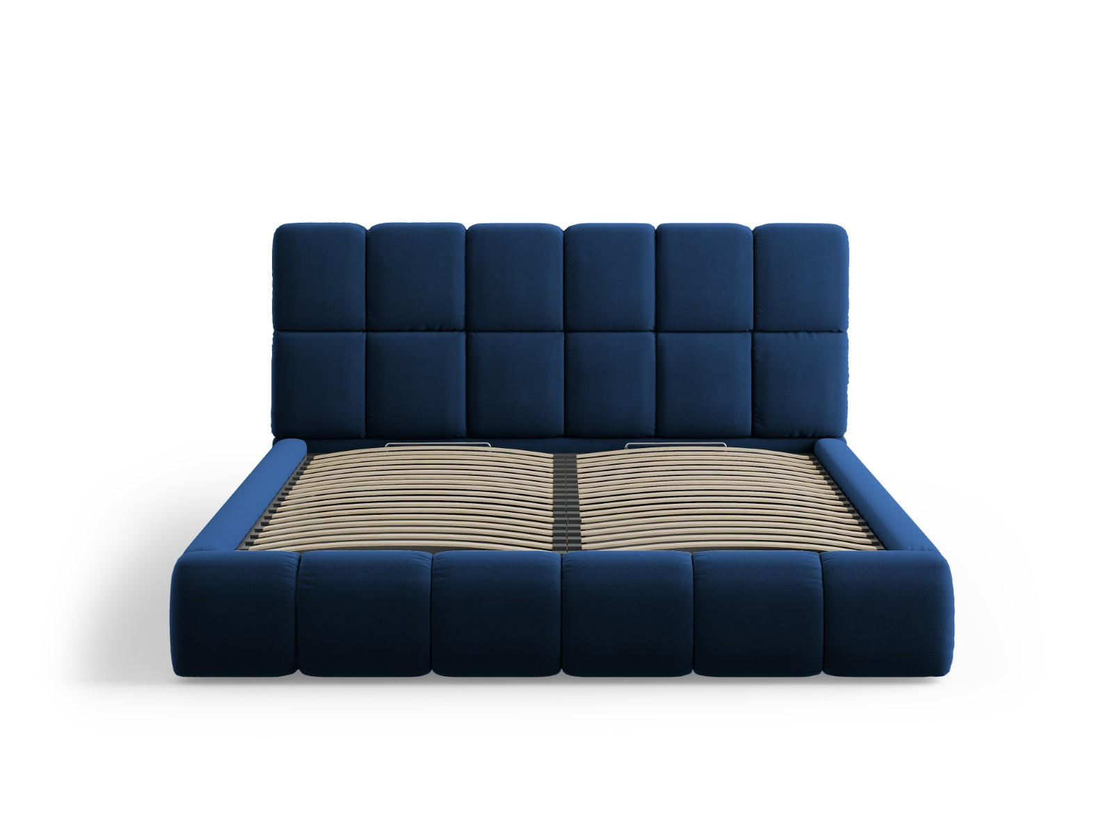 BETT mit Bettkasten und Kopfteil Bellis aus Samt königsblau 180x200cm - Blau, Textil (180/200cm) - Micadoni