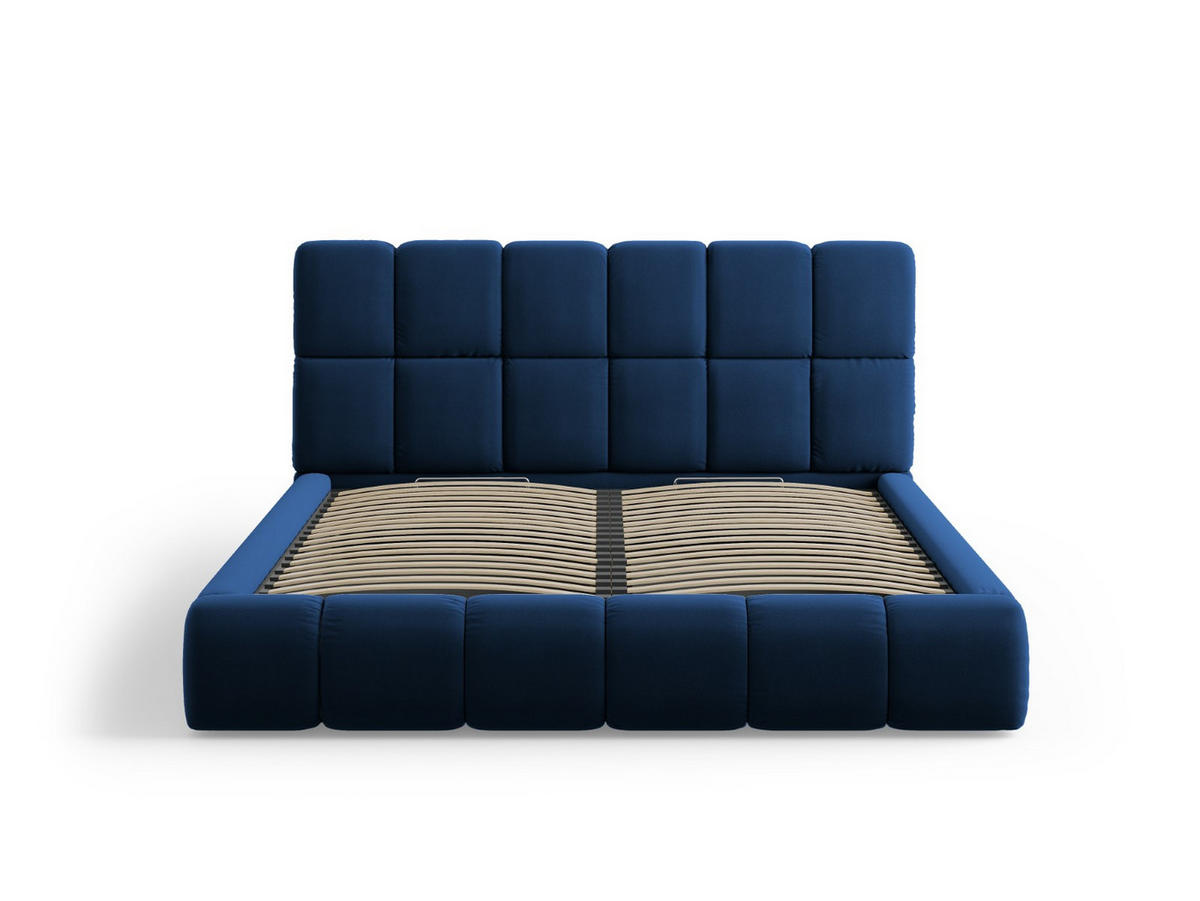 BETT mit Bettkasten und Kopfteil Bellis aus Samt königsblau 180x200cm - Blau, Textil (180/200cm) - Micadoni