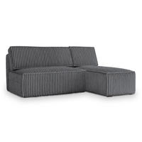ECKSOFA BRISO T Graphitfarben Kordstoff mit Schlaffunktion - Graphitfarben, Holz (200/140cm) - MASSENO