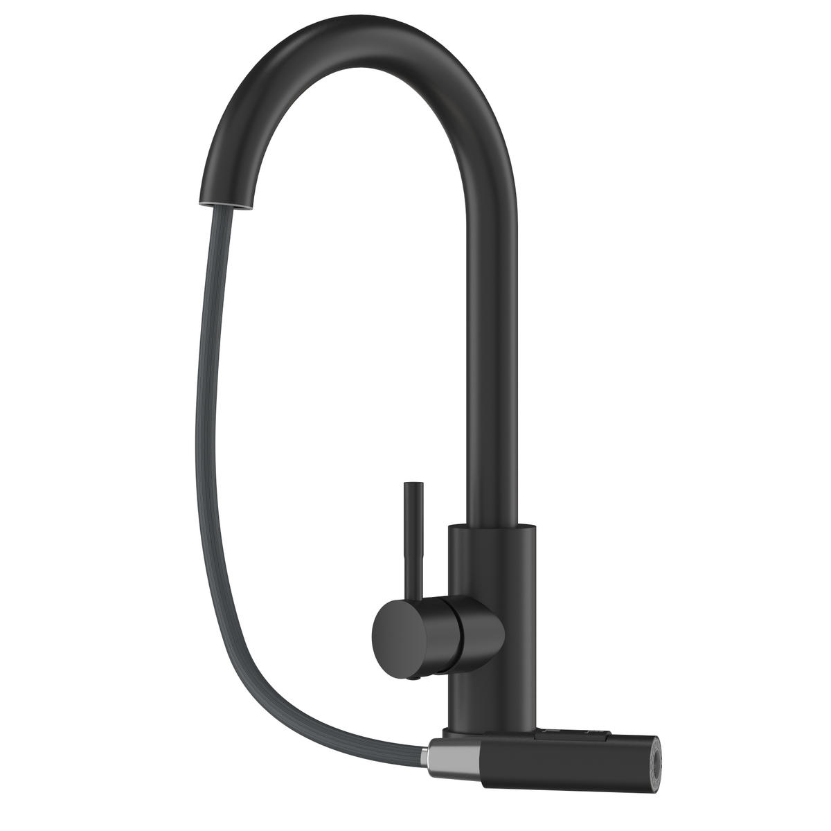 SPÜLBECKEN Best mit Batterie Siphon - Schwarz, Kunststoff/Stein (50/40/18cm) - Granitan