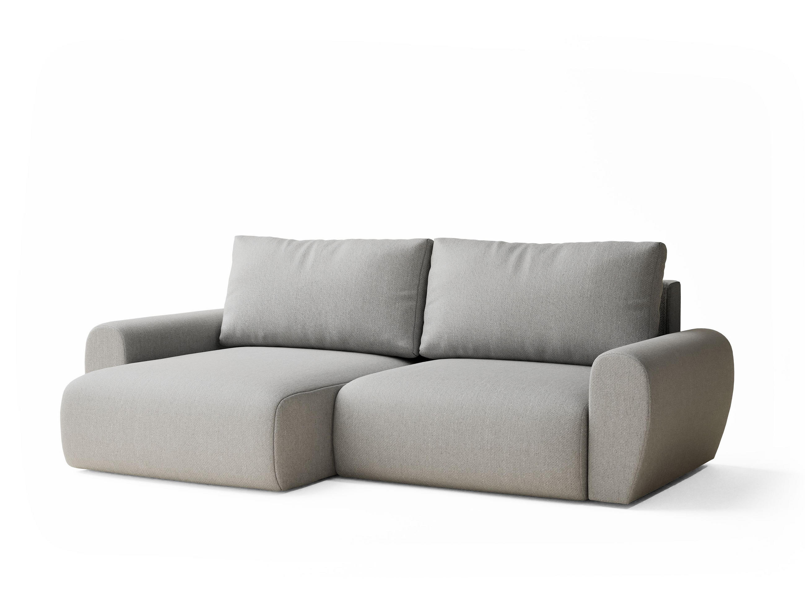 ECKSOFA MIT SCHLAFFUNKTION Numba Hellgrau Webstoff - Hellgrau/Schwarz, Holz/Holzwerkstoff (253/153cm) - Maison de Reve