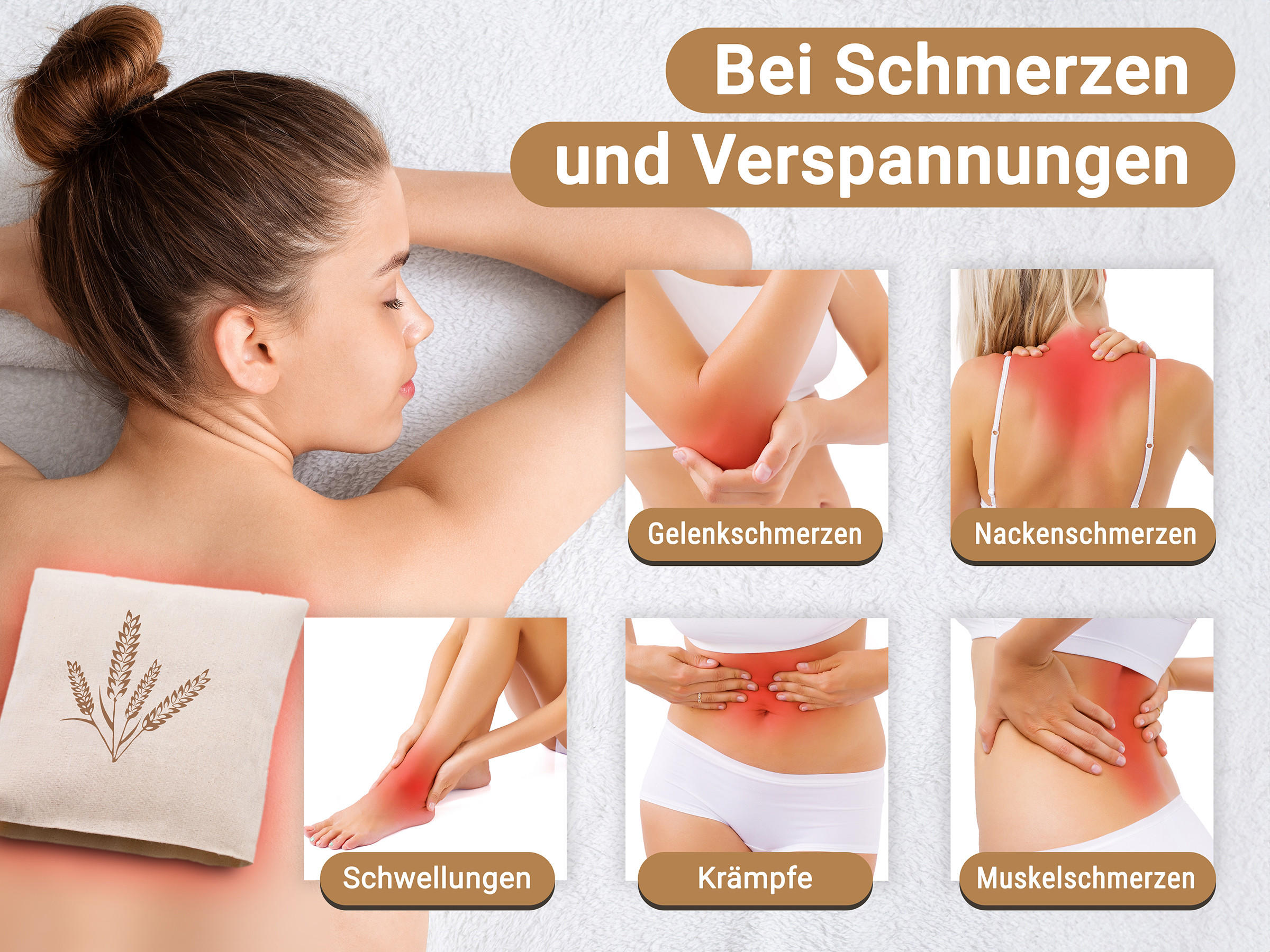 WÄRMEKISSEN, 21x21 cm, 100% Baumwolle, Weiß - Beige, Textil (21/2/21cm) - Zollner