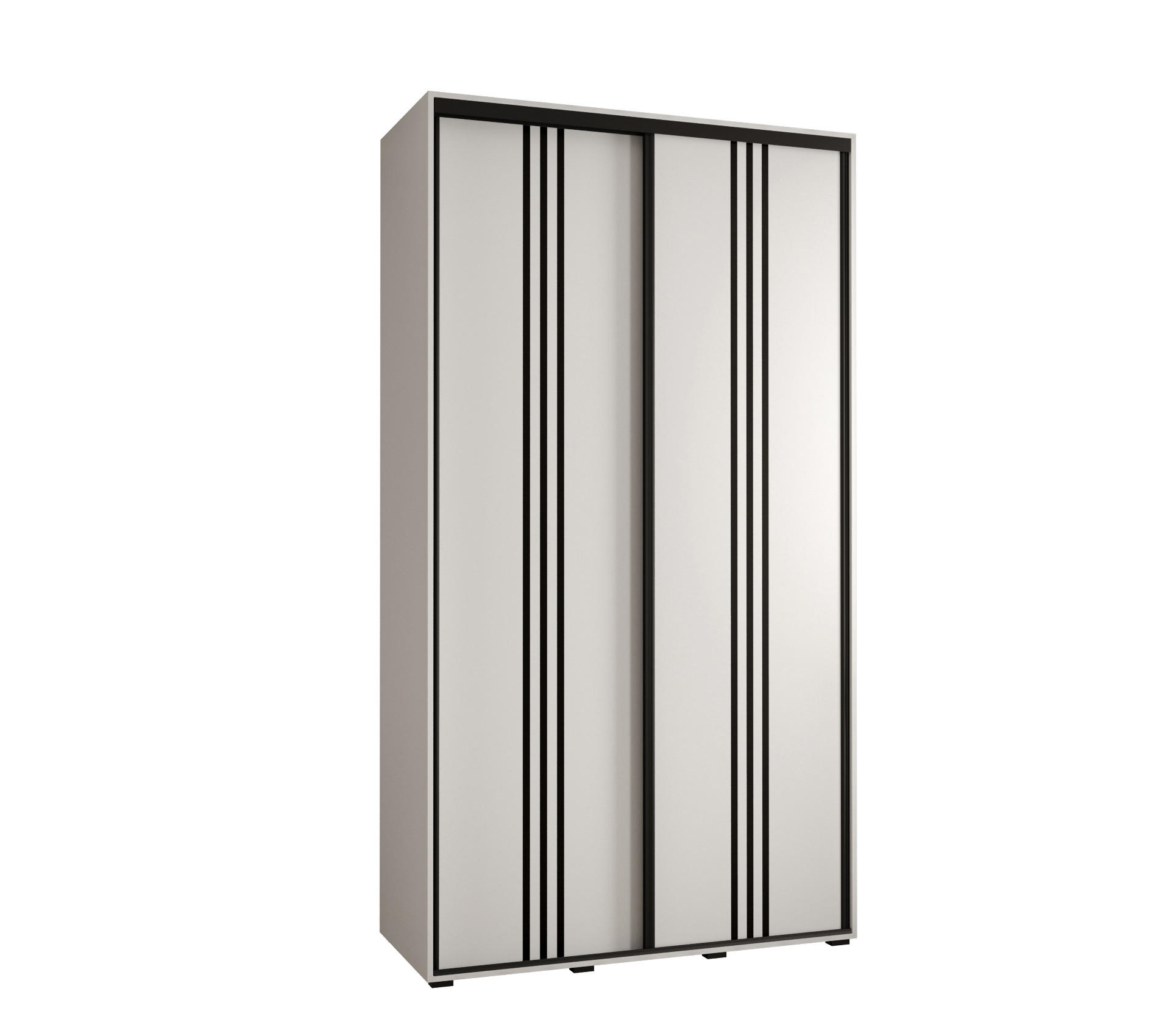 Abiks Möbel Schwebetürenschrank Weiß, Weiß, Schwarz 130x235x45 cm
