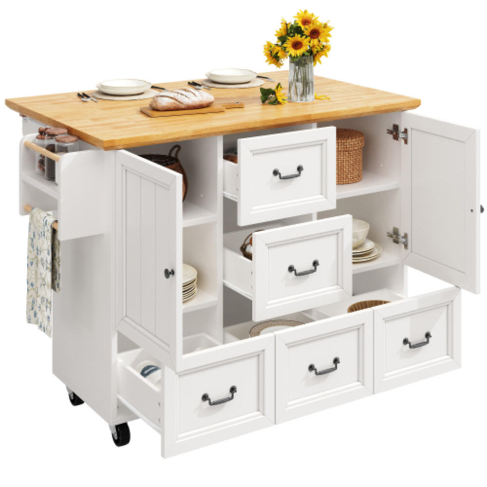KÜCHENINSEL 120×45-73×93 cm ausziehbarer aus MDF und Metall mit viel Stauraum, weiß - Weiß, Holzwerkstoff (120/93/73cm) - Luhomfu
