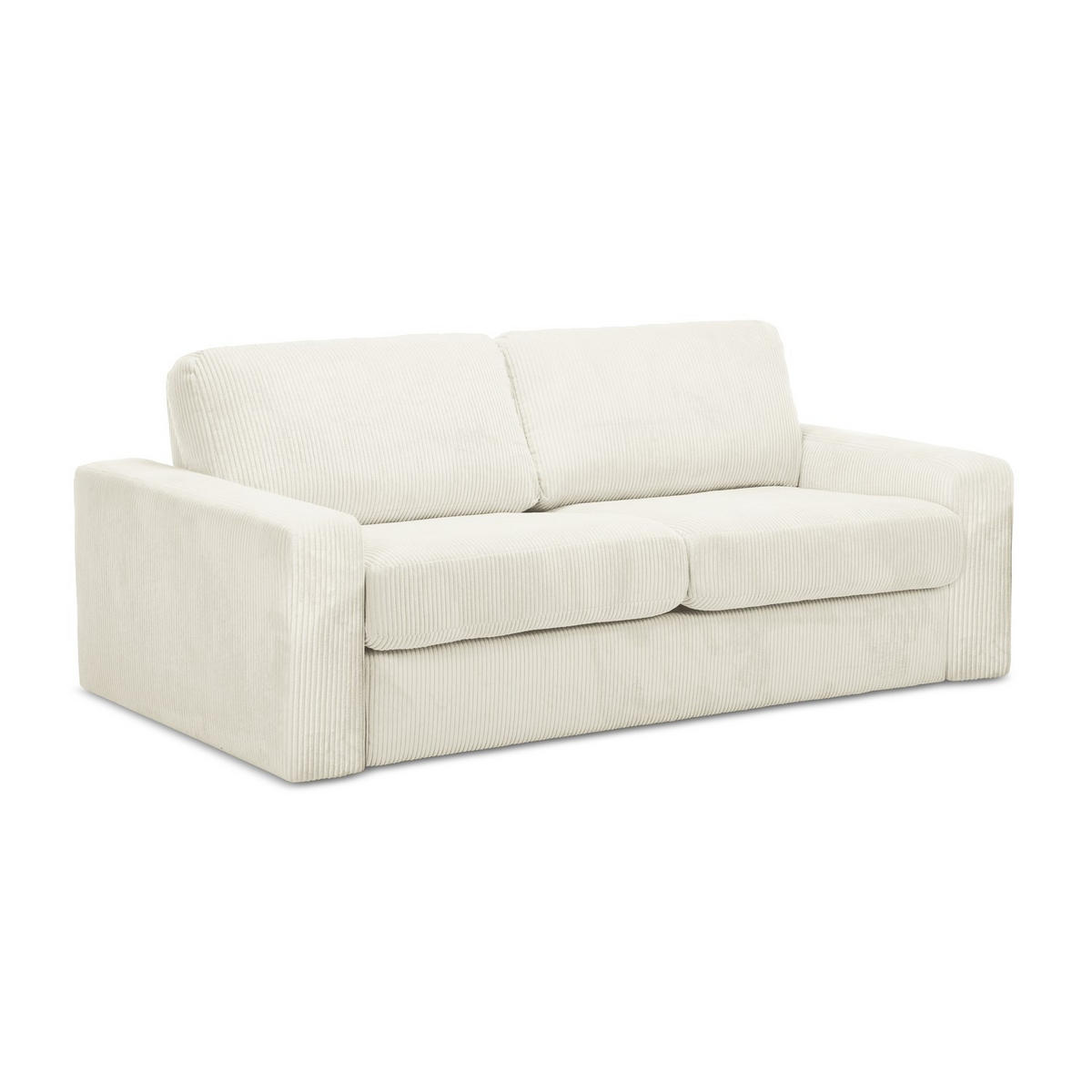 3-SITZER SOFA mit Schlaffunktion Cord Stoff Beige - Beige/Creme, Kunststoff/Textil (195/80/100cm) - LaMiaSofa