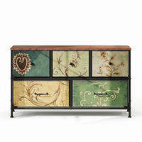 STOFFKOMMODE Vintage mit 5 Schubladen 100/30/55.2 cm Rustikal-Braun - Braun, Holzwerkstoff (100/55.2/30cm) - Creahappy