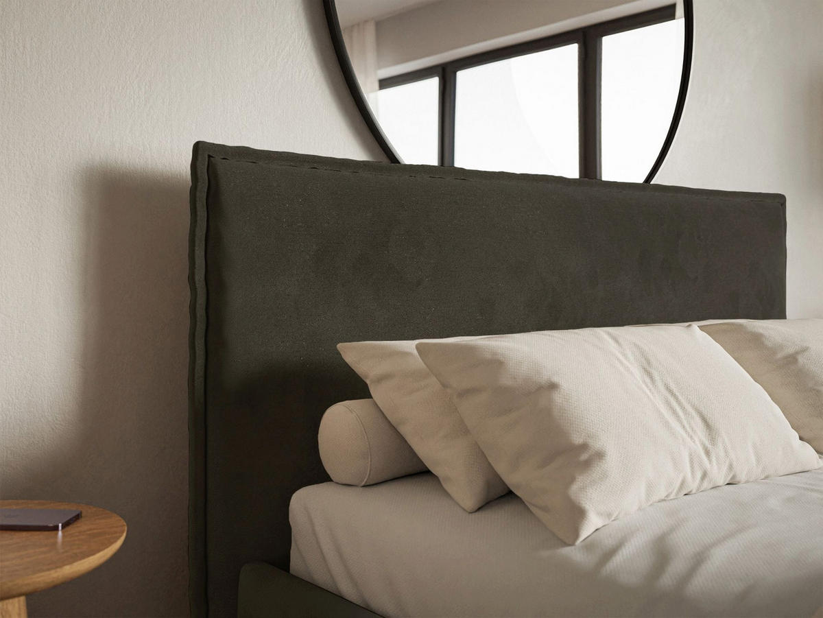 POLSTERBETT Softie Slim Dunkelgrün Velours 200x200 - Dunkelgrün, Textil (200/200cm) - Selsey