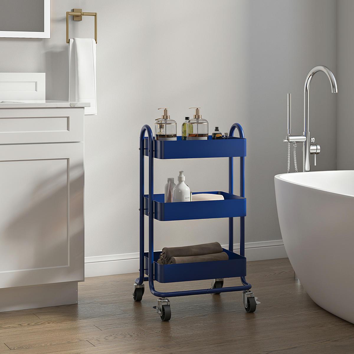SERVIERWAGEN Pyhäntä - Blau, Metall (46/78.5/35cm) - [en.casa]