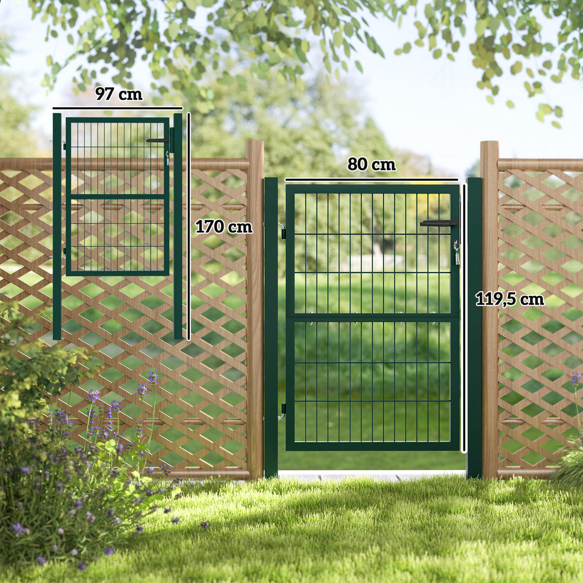 GARTENTOR aus Stahl - Grün, Metall (6/170cm) - Outsunny