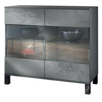 KOMMODE Bari Beton Dunkel Optik - Dunkelgrau, Holzwerkstoff (92.5/84.5/35cm) - Vladon