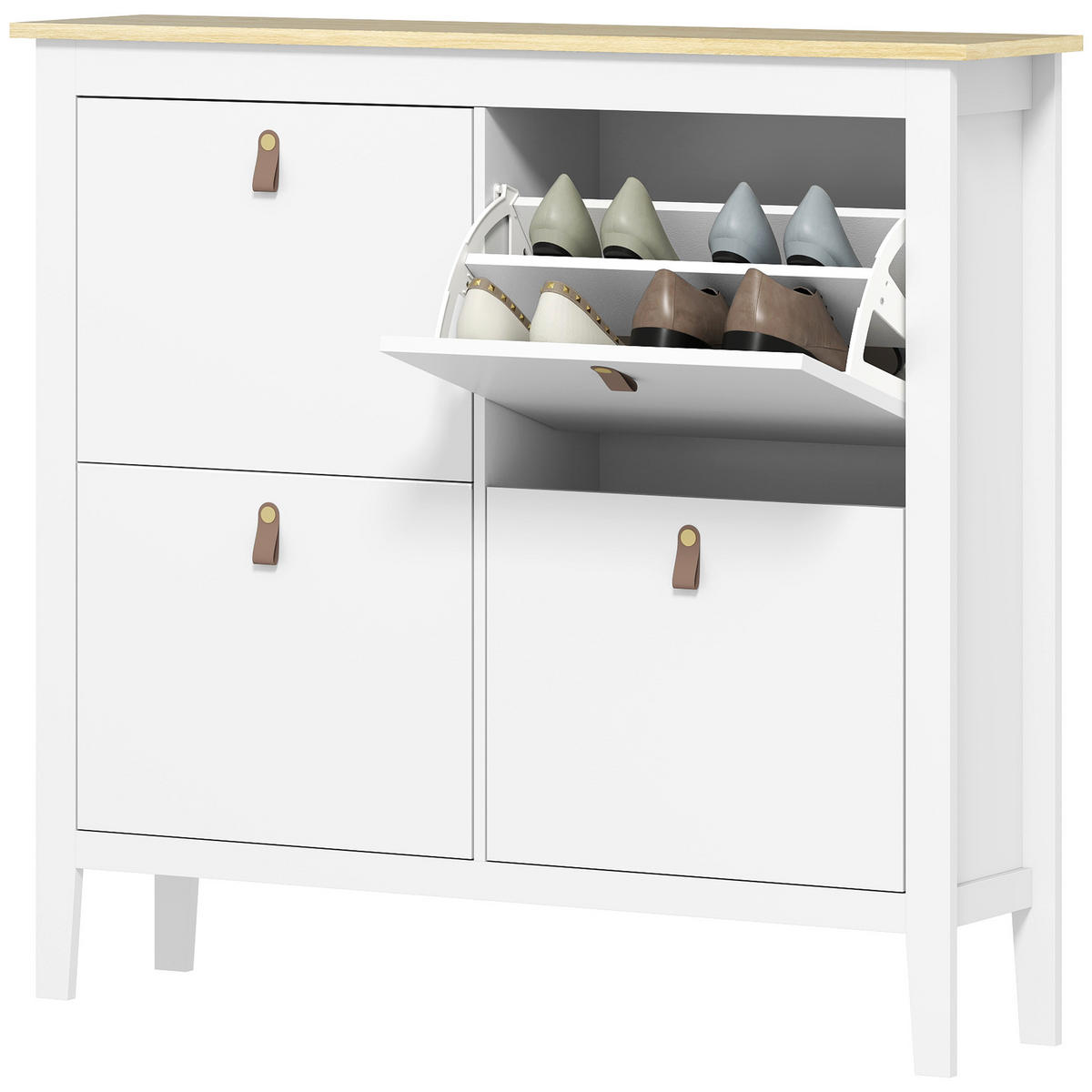 SCHUHSCHRANK DE-15027 4 Schubladen für 10-20 Paar Schuhe mit verstellbaren Böden Weiß - Weiß, Holzwerkstoff (105/95.5/24cm) - ComfortXL