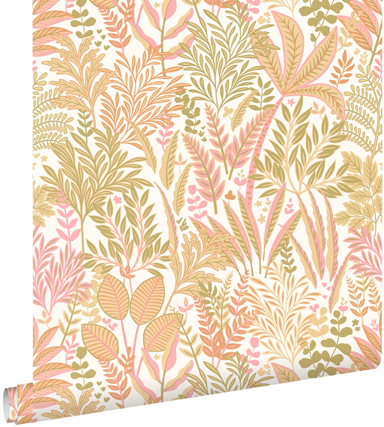 TAPETE tropische Blätter und Blüten 50 x 900 cm - Orange, Papier (50/900cm) - ESTAhome