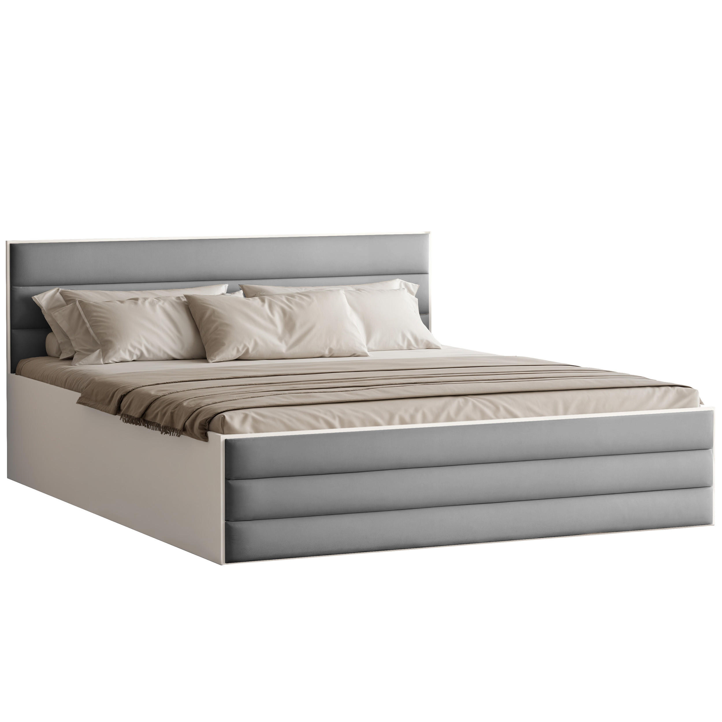 POLSTERBETT VANTAGE 120/200 cm, Bettkasten, mit Matratze, Grau - Grau, Holz/Holzwerkstoff (120/200cm) - Idohome