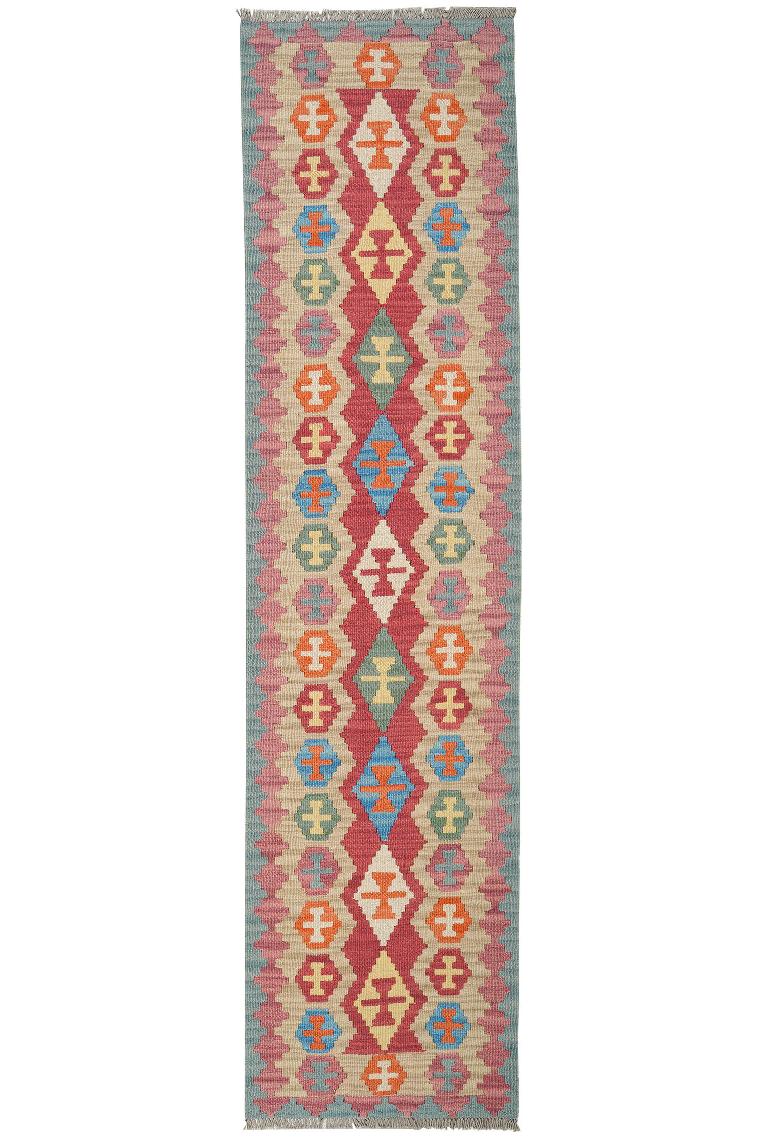 HANDWEBTEPPICH Kelim Gashgai Rot 247/61 cm Schurwolle - Rot, Textil (61/247cm) - Looma