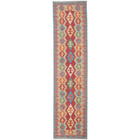 HANDWEBTEPPICH Kelim Gashgai Rot 247/61 cm Schurwolle - Rot, Textil (61/247cm) - Looma