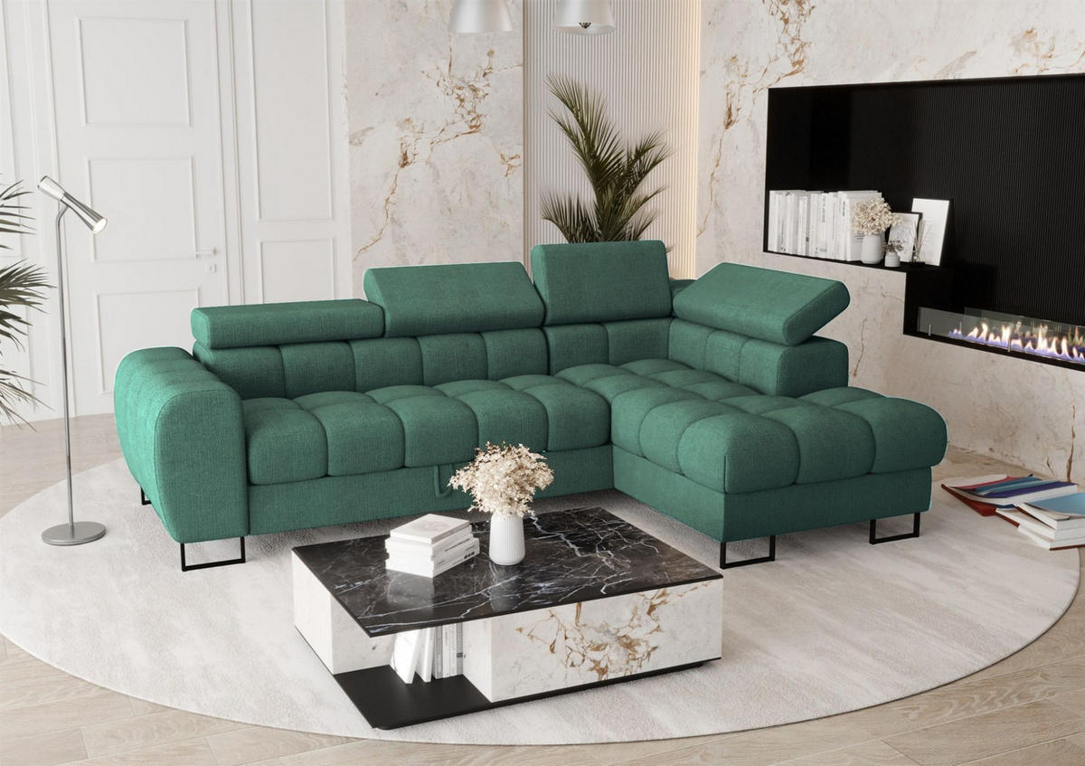 ECKSOFA Bastien Mit Schlaffunktion - Grün, Holzwerkstoff/Textil (260/170cm) - Fun Möbel