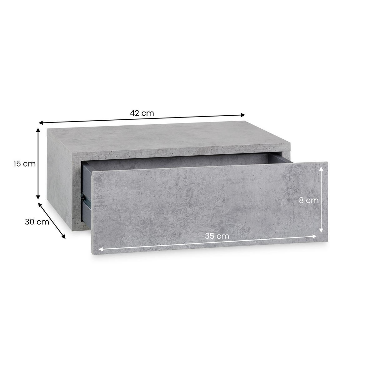 NACHTTISCH ANNE hängend - Hellgrau, Holzwerkstoff (42/14/30cm) - CARO-Möbel