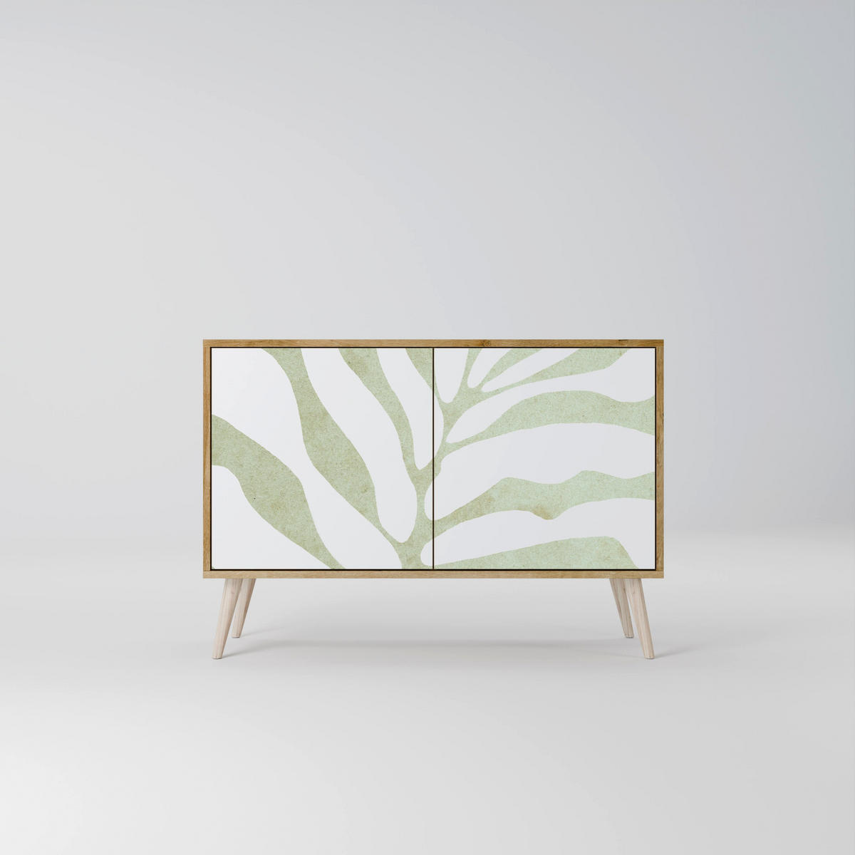 SIDEBOARD BOTANICAL SPARK, Eicheneffekt, 111x42x77,5 cm, 2 Türen - Eichefarben/Buchefarben, Holzwerkstoff/Buchenholz (111/77.5/42cm) - SpaceRebels