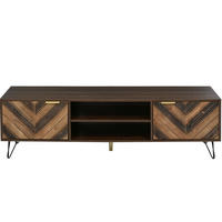 TV-LOWBOARD in Natur mit 2 Türen, Eisenfüßen und goldfarbenen Griffen 155/38/48 cm - Eichefarben, Holzwerkstoff (155/48/38cm) - Redom