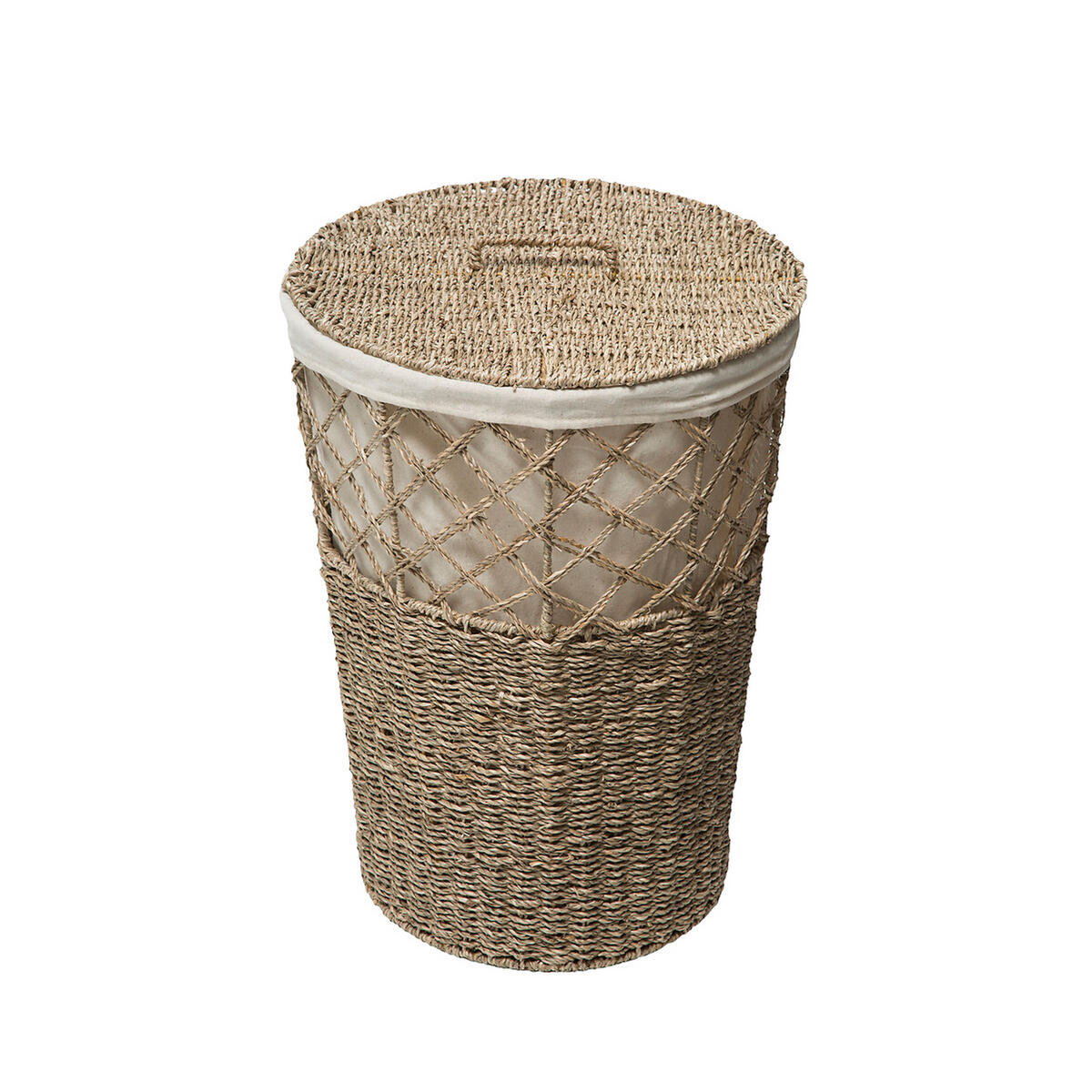 WÄSCHEKORB Schilf Vannerie, Schilfrohr, Eisen, Baumwolle, Braun, 15 Liter - Braun, Naturmaterialien (38/38/52cm) - 5five Simply Smart