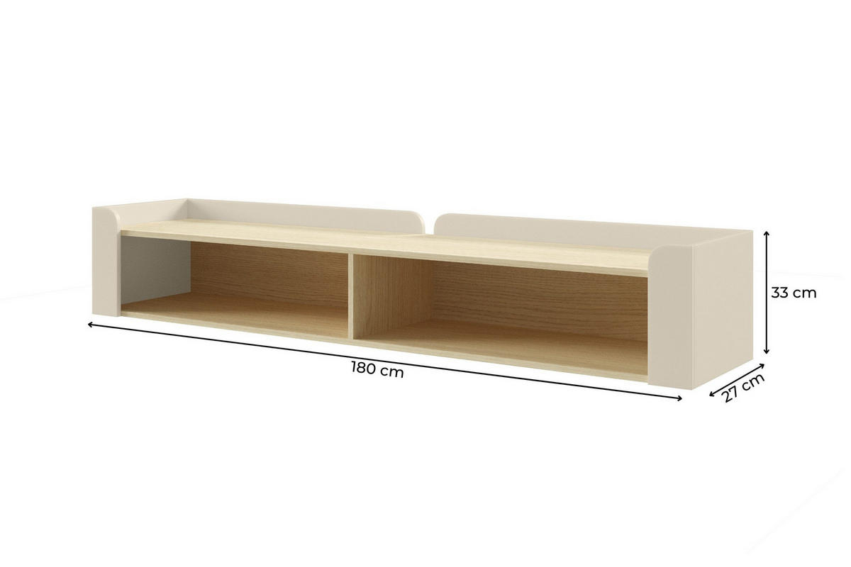 WANDREGAL SOVI 11 180 / 33 / 27 cm in Macadamia / Eiche Mavelie - Eichefarben/Beige, Holzwerkstoff (180/33/27cm) - Deine Möbel 24