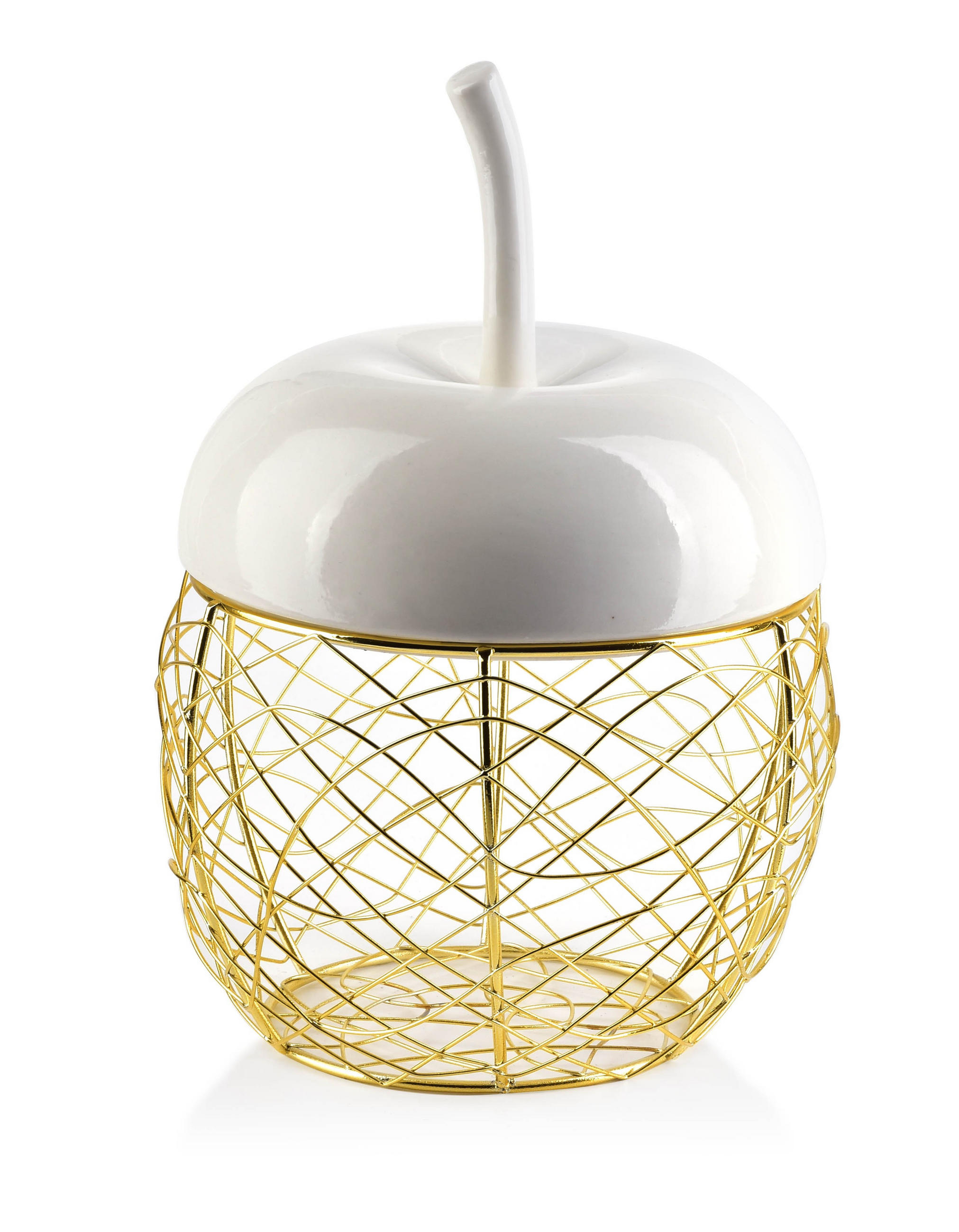 KORB mit Deckel Apple Weiß 24/16/17 cm Keramik - Weiß, Keramik (24/17cm) - Mondex