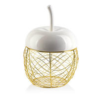 KORB mit Deckel Apple Weiß 24/16/17 cm Keramik - Weiß, Keramik (24/17cm) - Mondex