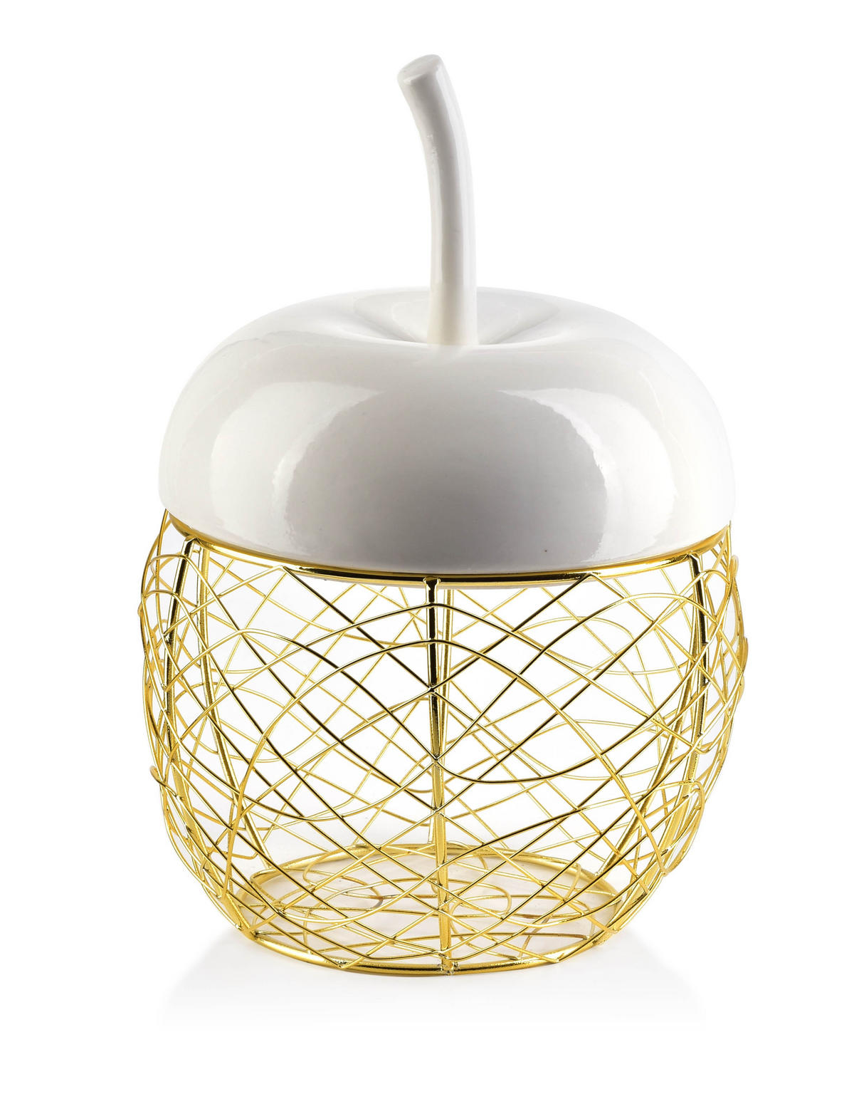 KORB mit Deckel Apple Weiß 24/16/17 cm Keramik - Weiß, Keramik (24/17cm) - Mondex