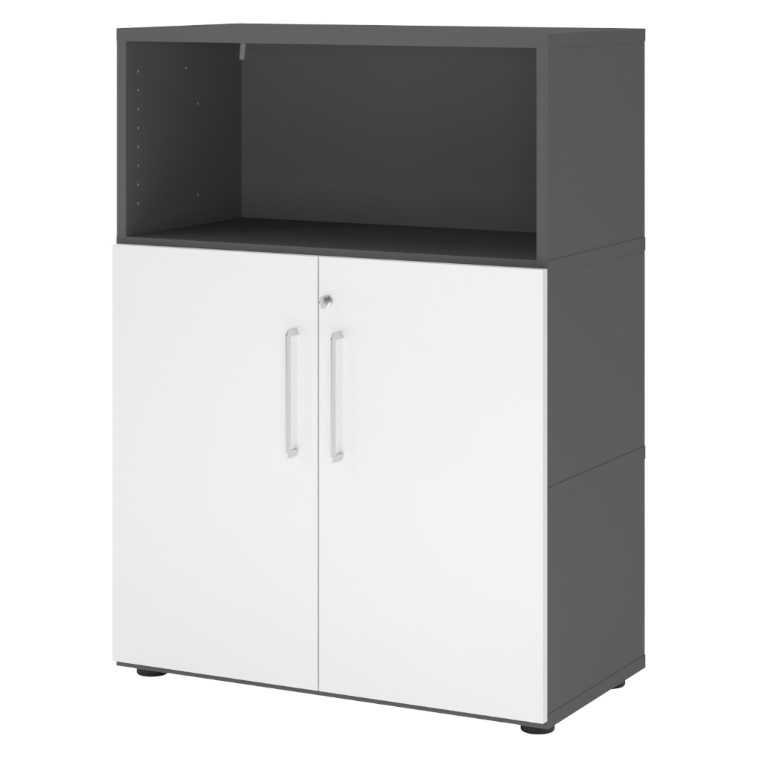 AKTENSCHRANK mittel mit Flügeltüren 41,7/80/110 cm in Graphitfarben/Weiß - Graphitfarben/Weiß, Holzwerkstoff (80/110/41.7cm) - bümö