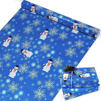 GESCHENKPAPIER Rolle Blau Schneemann Schneeflocke 43 cm x 15 m - Blau, Papier (43/0.1/1500cm)