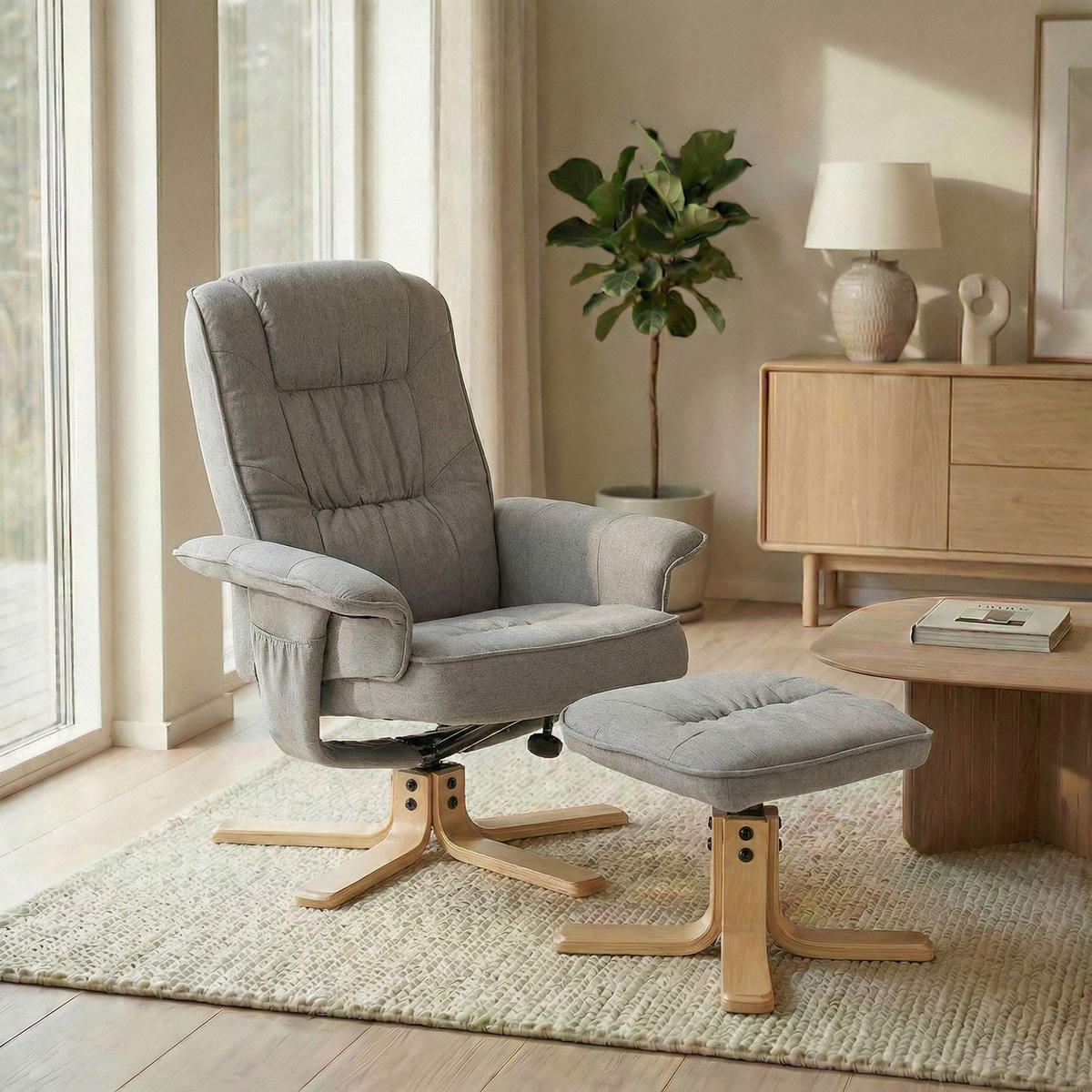 RELAXSESSELSET CHARLY - Grau, Textil (76/87/61cm) - IDIMEX